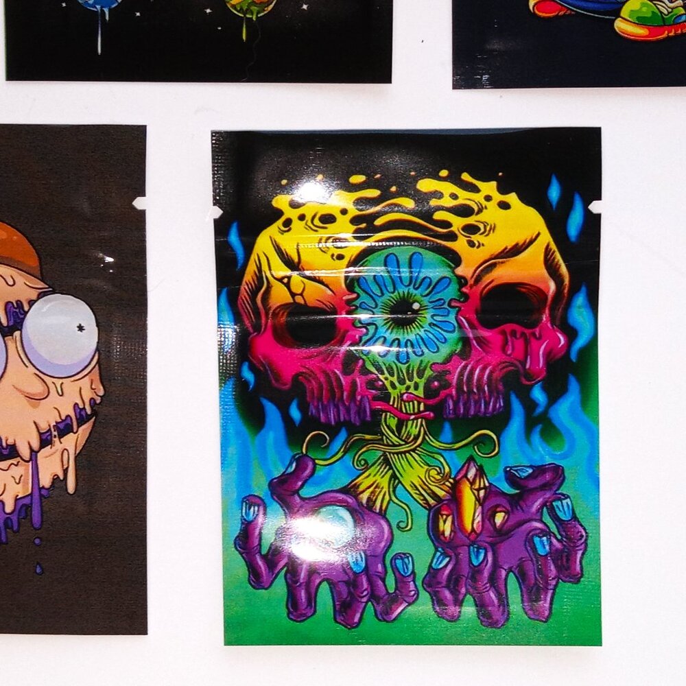 5 Trippy Mylar Bags, Herbal Psychedelic Zip Lock Printed Pouches, Space, Alien.. - Picture 15 of 16
